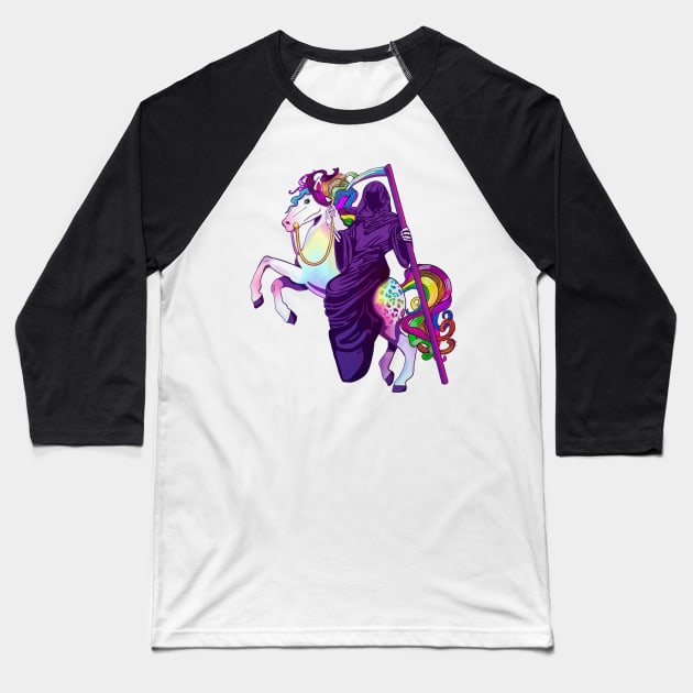 Unicorn Dead Angel Baseball T-Shirt by arexzim